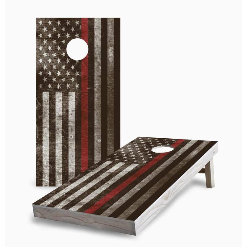 Thin Red Line Cornhole Game (Choose Wraps or Boards) - 2x4 Boards (24" x 48") - Include Carrying Case