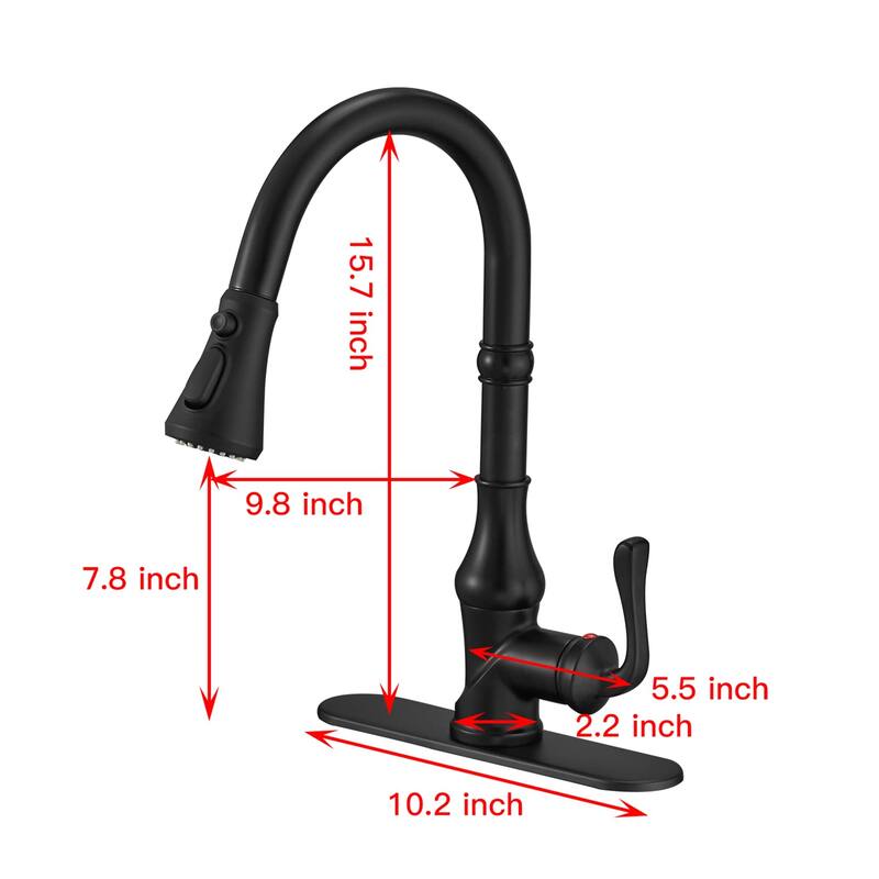 Single Handle Kitchen Faucet With Pull Down Sprayer Modern Kitchen Sink Faucets One Hole Basin Taps With Valve and Deck Plate