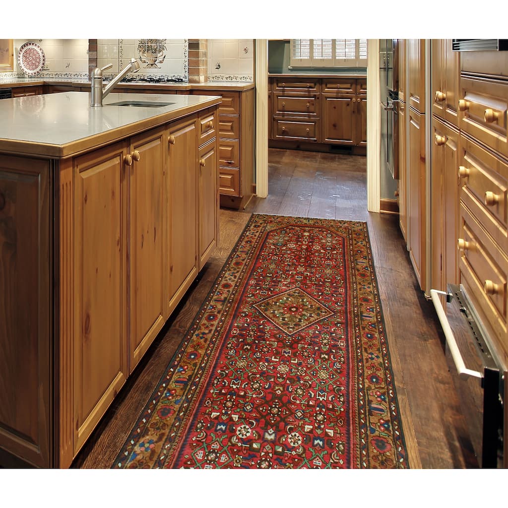 Fine Vintage Distressed Aethelbe Red/Brown Runner - 3'9" x 10'2"