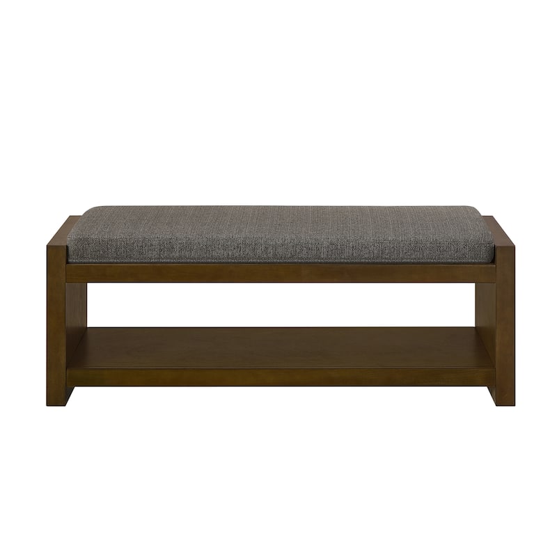 GDFStudio - Layla 47" Modern Linen Bench with Padded Seat & Shoe Rack