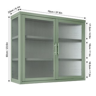 Haze Double Glass Door Wall Cabinet Sideboard with Detachable Shelves ...