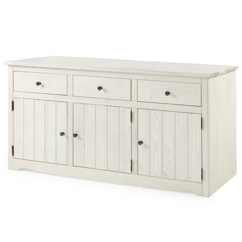 Wood Buffet Sideboard White Distressed Furniture Dash - N/A