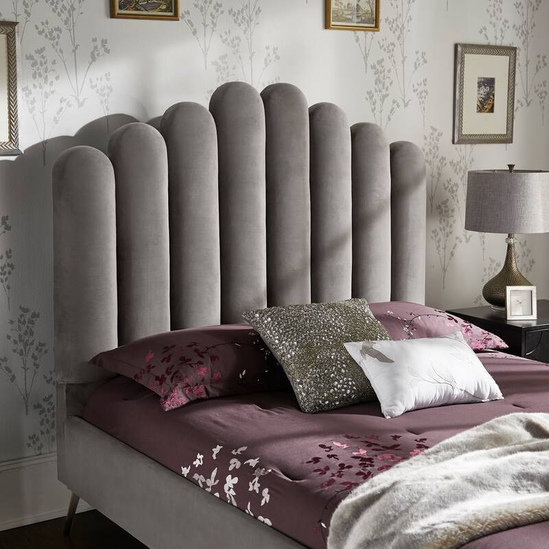 Eggleston Art Deco Velvet Upholstered Platform Bed by iNSPIRE Q Bold