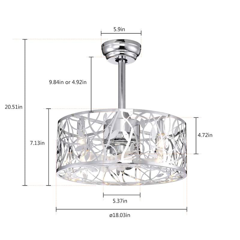 18 in. Smart Indoor Caged Ceiling Fan with Remote Control (Bulb Not Included)