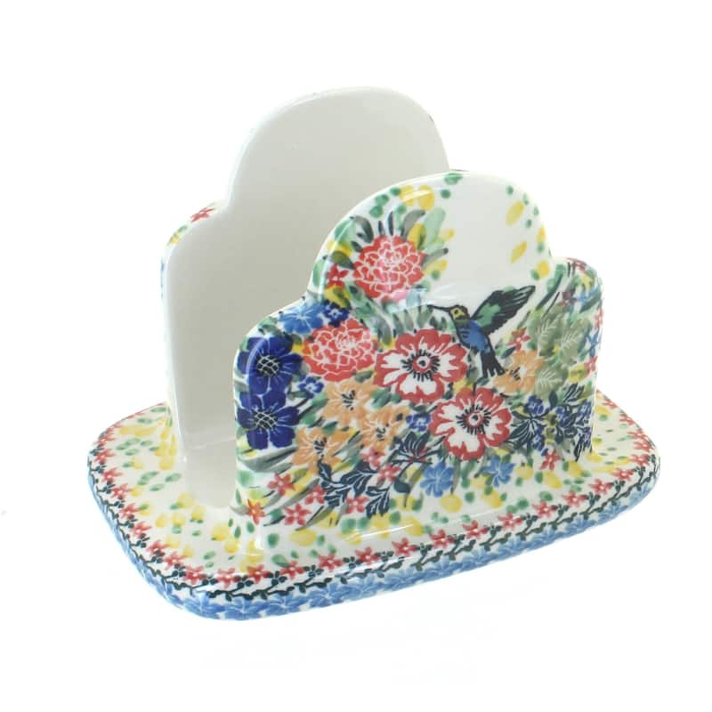 Blue Rose Polish Pottery 487 Ceramika Artystyczna Napkin Holder