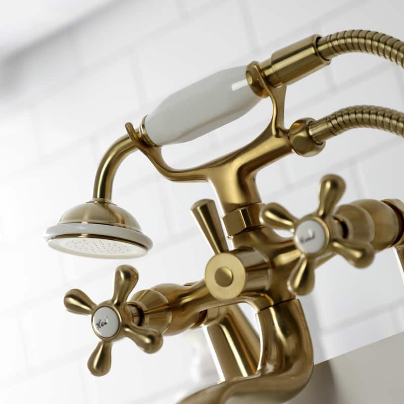 Kingston Brass Deck Mount Clawfoot Tub Faucet with Hand Shower