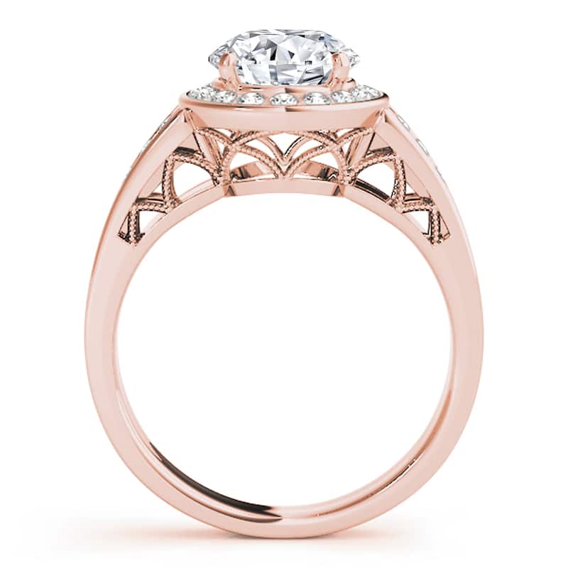 Auriya 14k Rose Gold Lab Grown Round Diamond Halo Engagement Ring 0.50 to 5.00 ct. tw. (F-G VS)