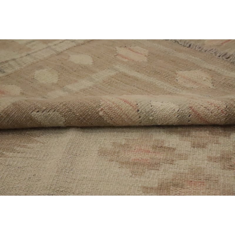 Hand Woven Oriental 100% Wool Carpet Southwestern Tribal Greys & Charcoal Kilim Area Rug - 12' 1'' X 8' 8''