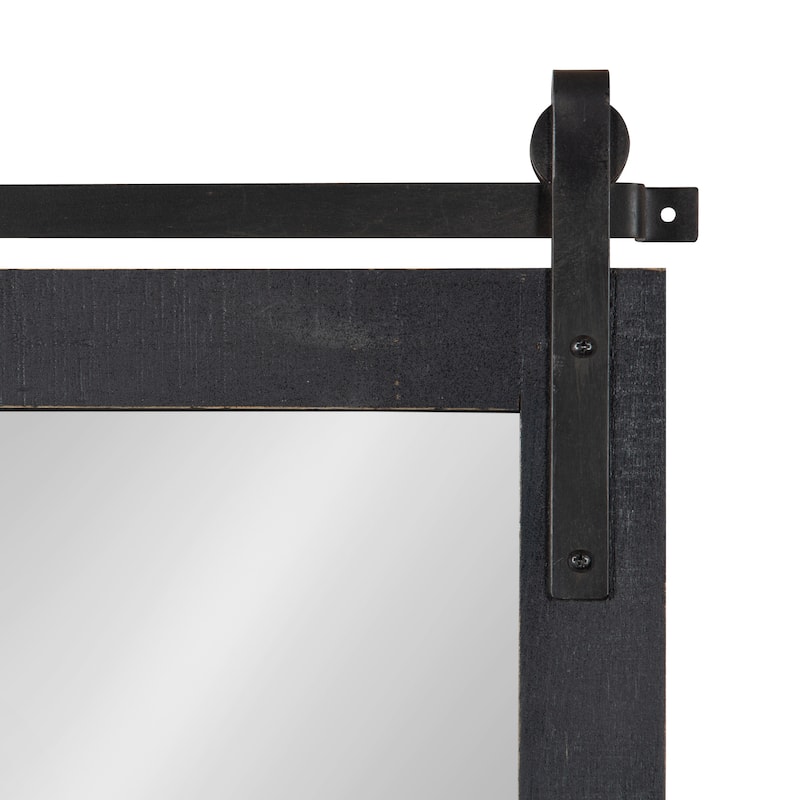 Kate and Laurel Cates Wood Framed Wall Mirror with Hooks