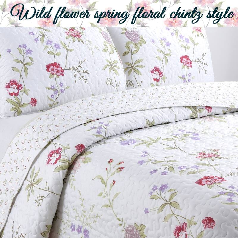 Cozy Line Lucie Floral 3-piece Quilt Bedding Set