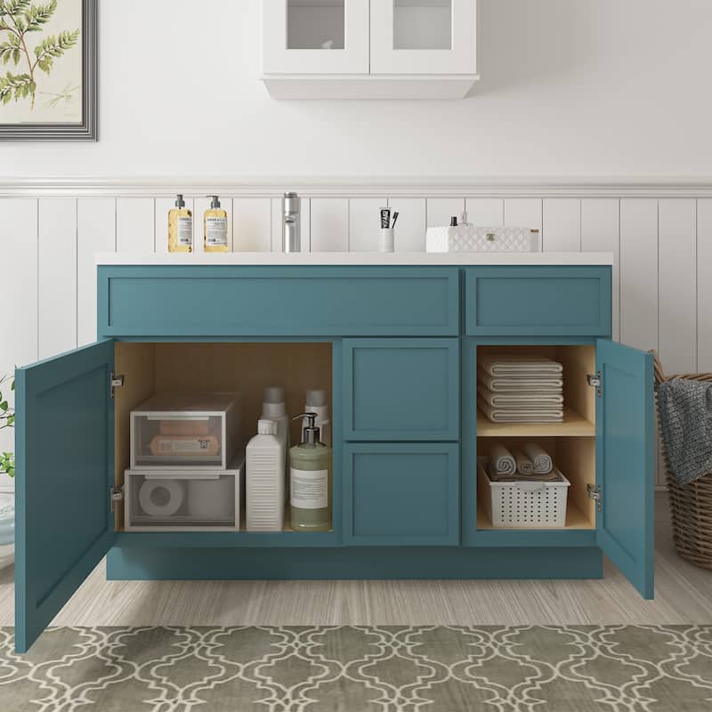 Vanity Art 51" Birch Freestanding Bathroom Vanity Cabinet without Top
