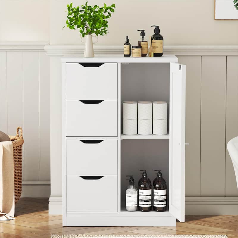Futzca Bathroom Floor Storage Cabinet, Freestanding Pantry Cabinet