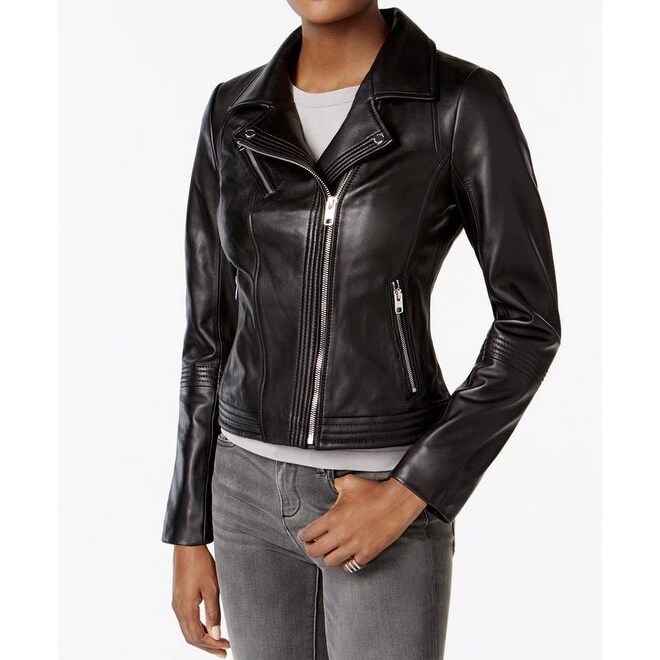 michael kors zip front leather jacket