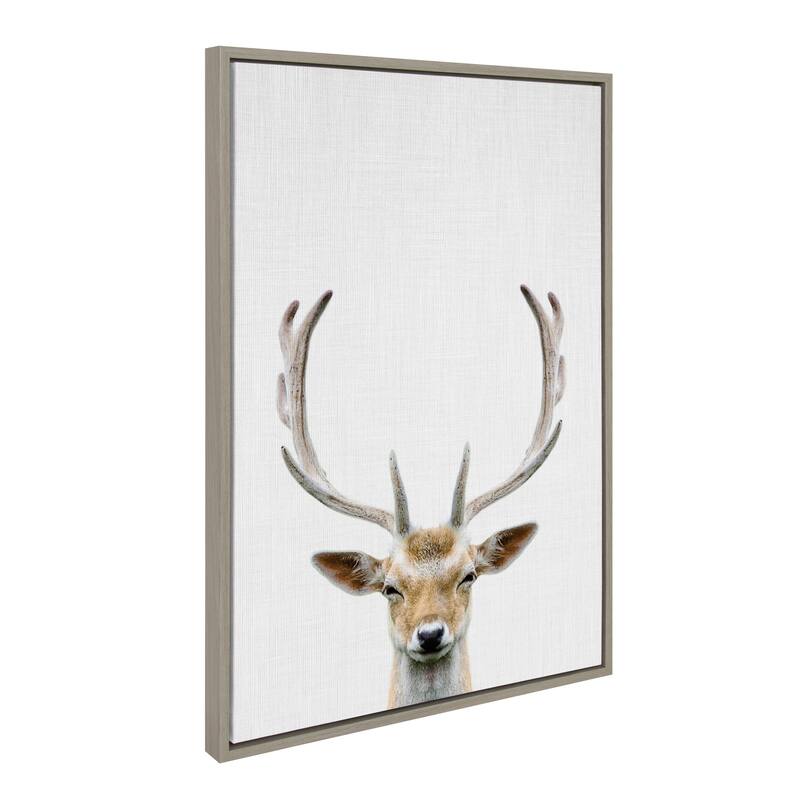 Kate and Laurel Sylvie Deer Color Framed Canvas by Simon Te