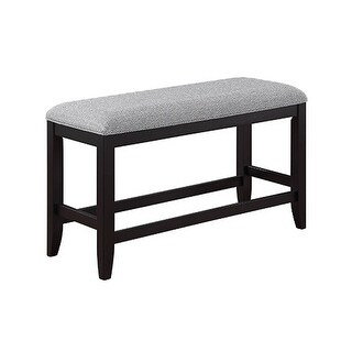 Kara 42 Inch Counter Height Bench, Wood Frame, Fabric Upholstery, Gray ...