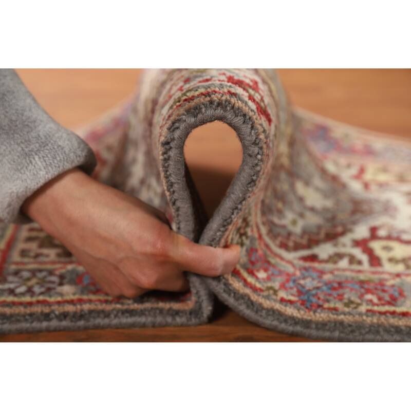 Hand Knotted Oriental 100% Wool Carpet Traditional Medallion Greys & Charcoal Heriz (serapi) Area Rug - 3' 0'' X 2' 0''
