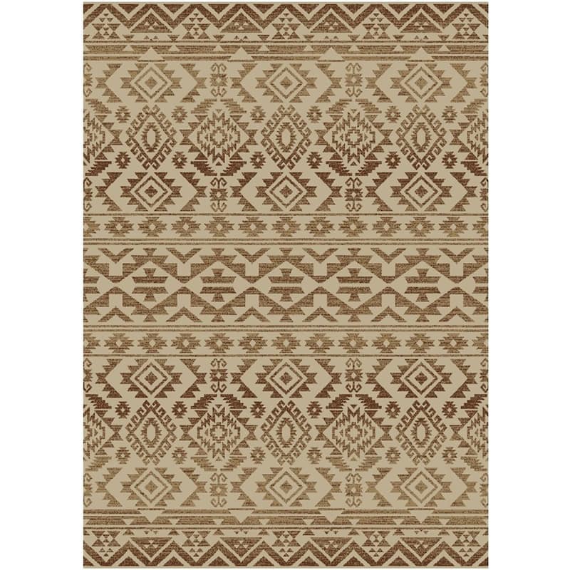 Hearthside Meridian Ivory Lodge Area Rug - 5'3"x7'3"