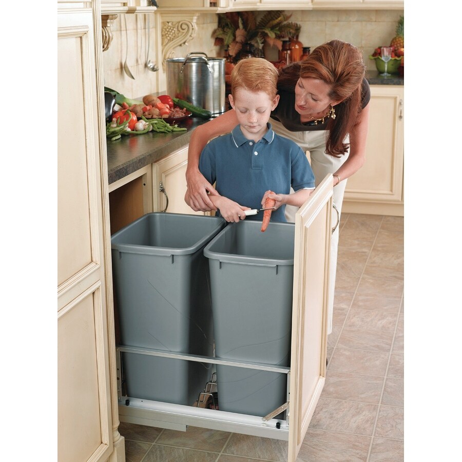 Rev-A-Shelf 5349-SS-52 5349 Series Single Bin Replacement Trash Can - 32 Quart Capacity - Stainless Steel