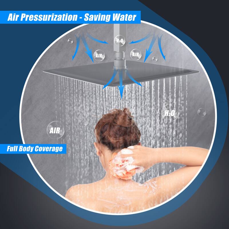 12" Square High Pressure Rain Shower Head,304 Stainless Steel Rain Shower Head