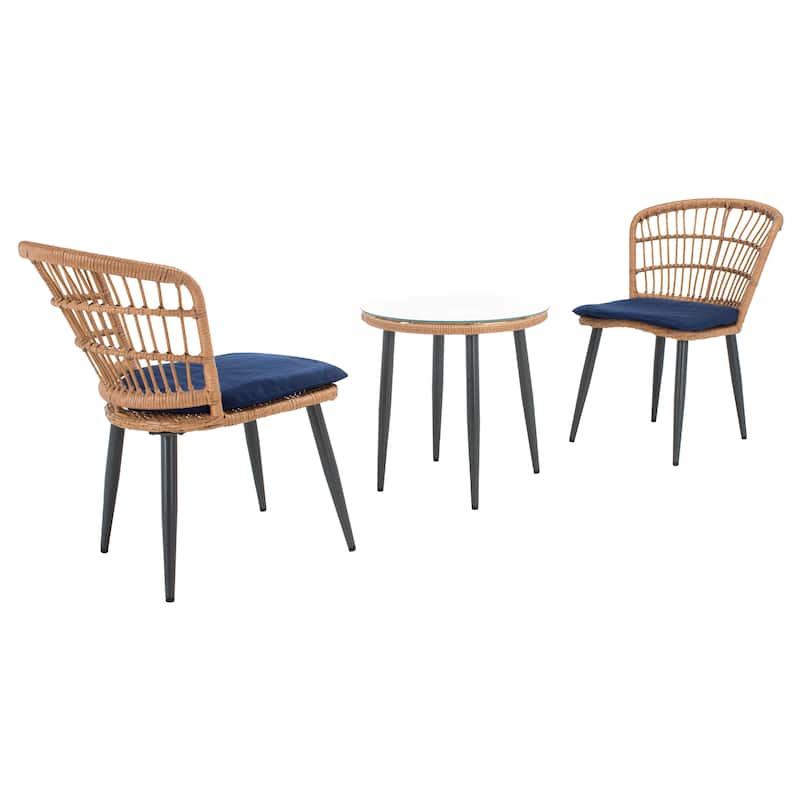 SAFAVIEH Outdoor Nathalia Rattan 3-Piece Patio Lounger Set - 21Wx24Dx32H