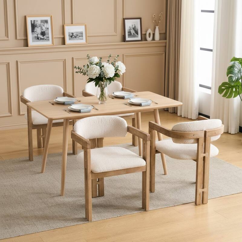 Christopher Knight Home - Modern Wooden Upholstered Dining Chair with Round Back - Set of 4 - Natural