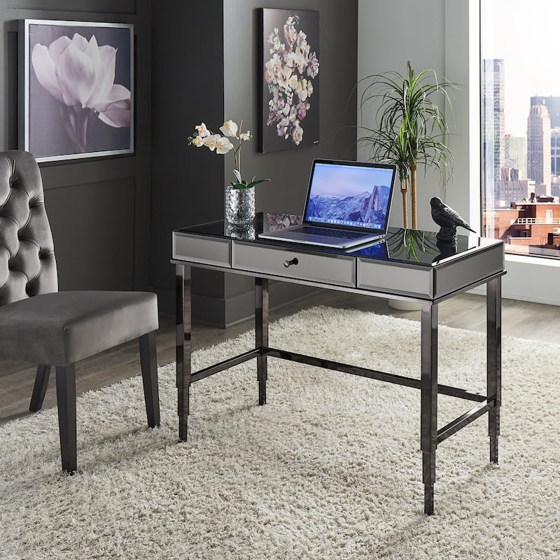 Camille Beveled Mirrored Accent 1-drawer Office Writing Desk by iNSPIRE Q Bold