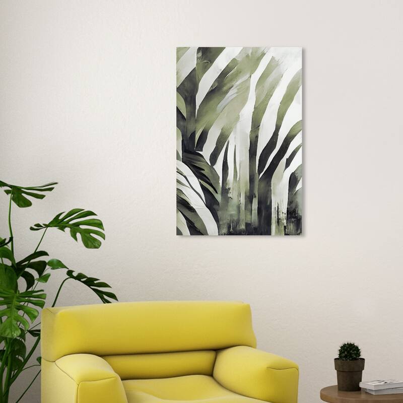 Wynwood Studio Canvas Abstract Jungle Fern Fade Green and Army Green Modern & Contemporary Wall Art Canvas Print - 30 x 20