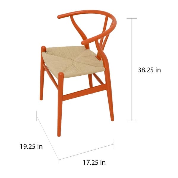 Set of 2 Modern Wood Dining Chair With Y Back Arm Armchair Hemp Seat For Home Restaurant Office