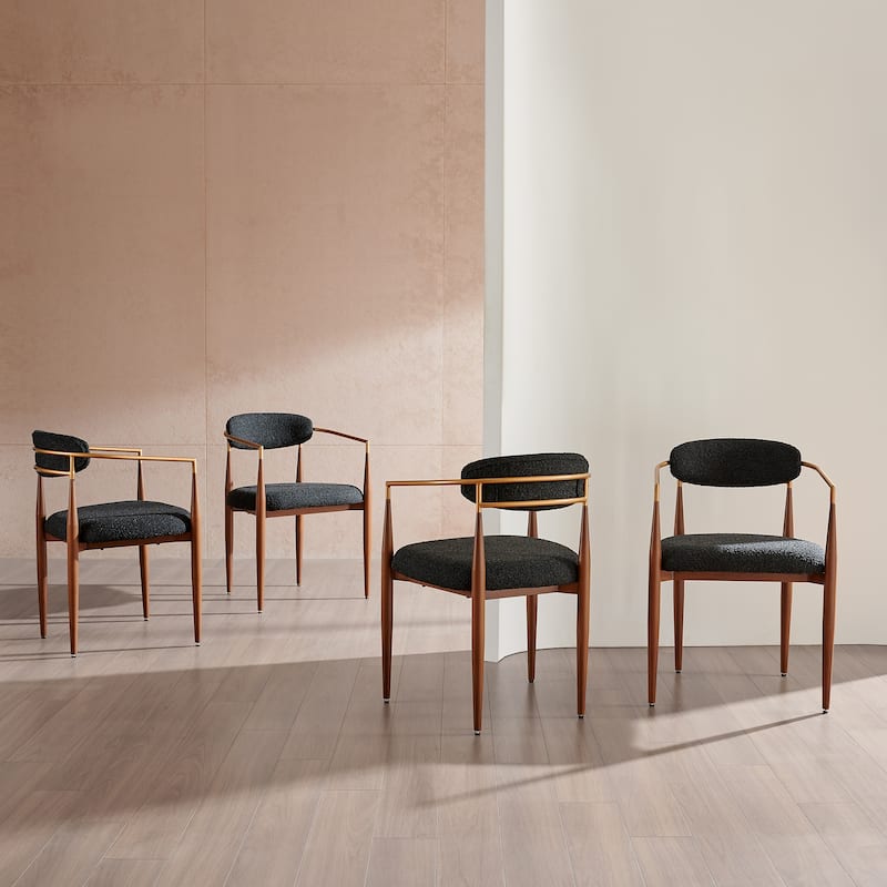 Morden Fort Modern Boucle Dining Chairs Armchair Set of 4