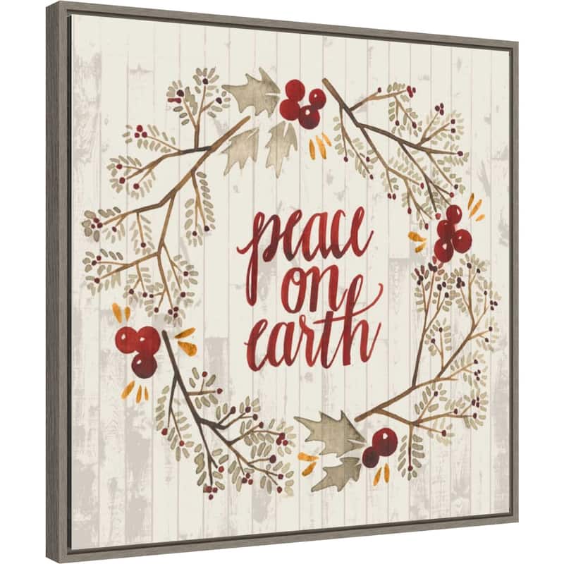 Rustic Christmas Wreath V by Grace Popp Framed Canvas Wall Art