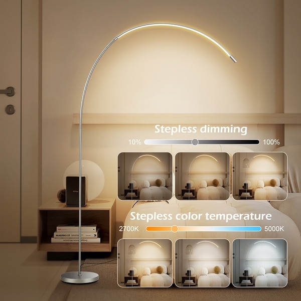 Arc Floor Lamp with Touch Control 3 Color Temperatures Brightness Black
