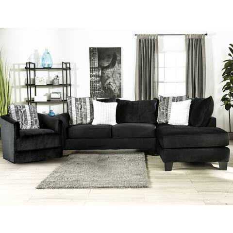 Furniture of America Stabone Traditional Black Sectional and Chair Set