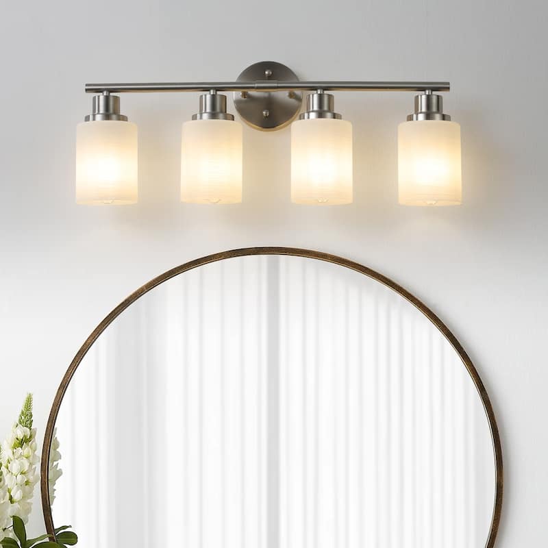 Bathroom Vanity Light 4/5/6-Light Nickel Finish Fixture - 4-Light