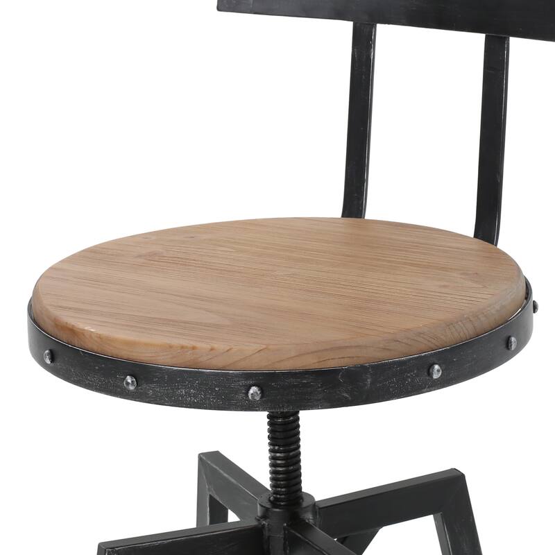 Metal barstool with wooden seat