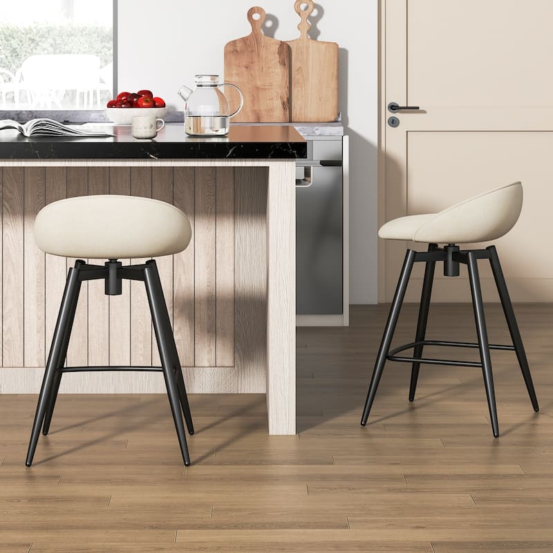 Gymax 25'' Upholstered Bar Stools Set of 2 w/ Footrest Backrest &