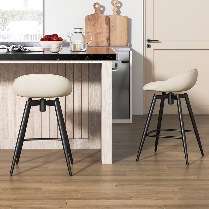 Gymax 25'' Upholstered Bar Stools Set of 4 w/ Footrest Backrest &