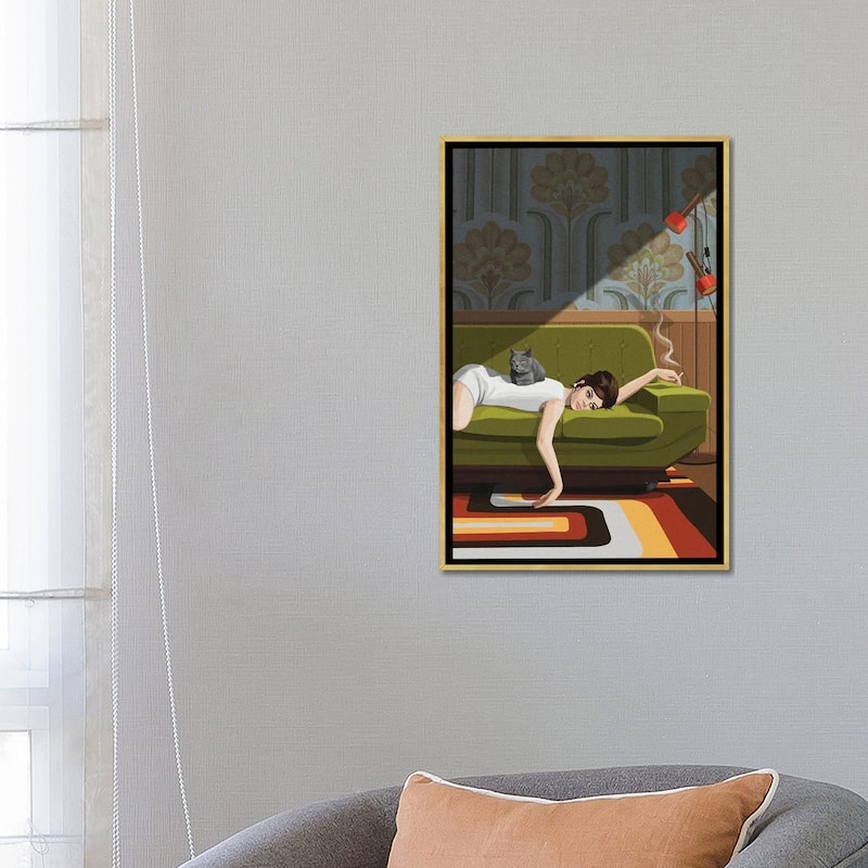 iCanvas "Waiting Game" by Artcatillustrated Framed Canvas Print