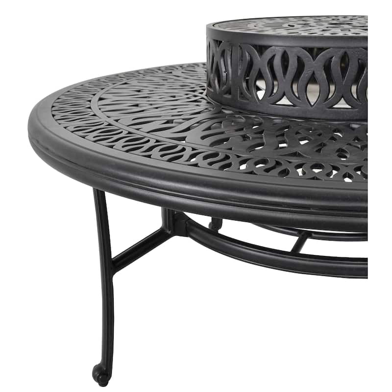 Grand Bonaire Weave Backyard Casual Fire Pit Table With Accessories - N/A