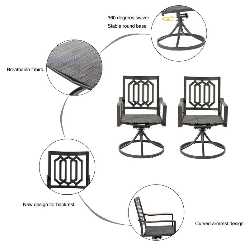 Kozyard Modern Classic Outdoor Metal Swivel Chairs Patio Dining Rocker Chair