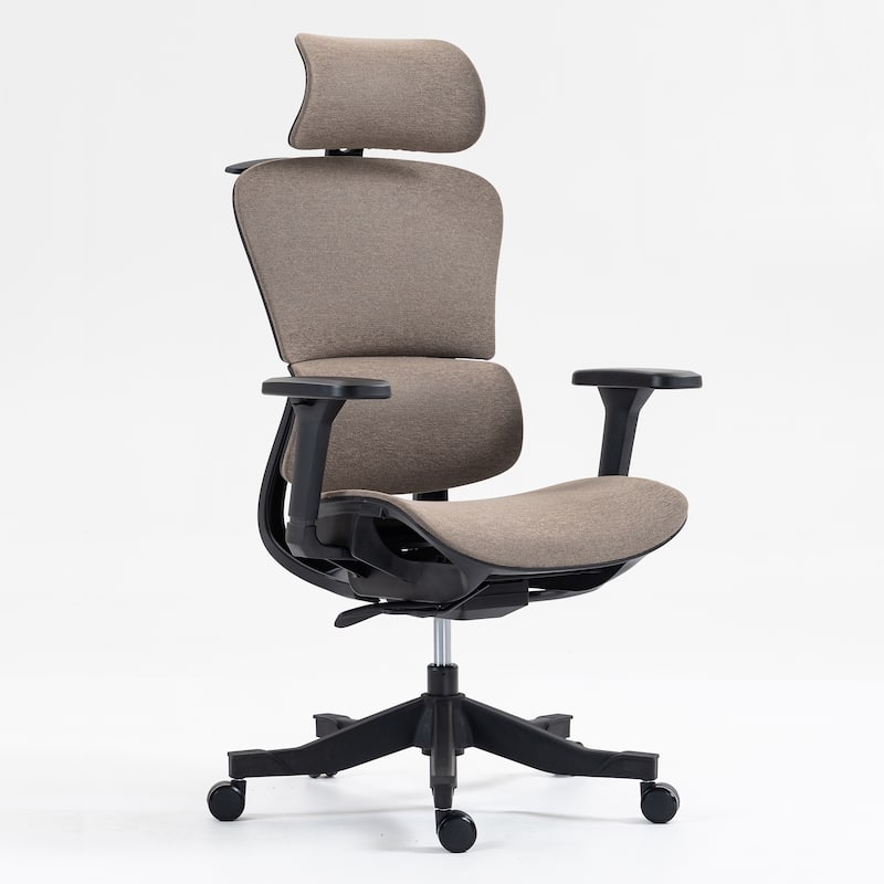 Ergonomic Mesh Office Chair with Adjustable Height 4D Armrests and Recliner for Home Office Gaming - Brown