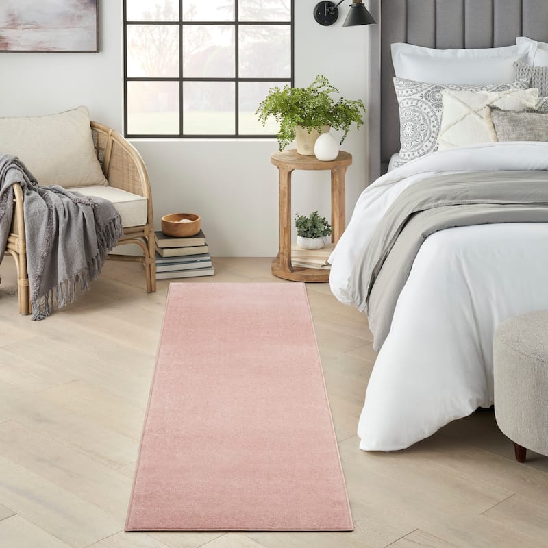 Nourison Modern Solid Indoor/Outdoor Area Rug - 6' Runner - Pink