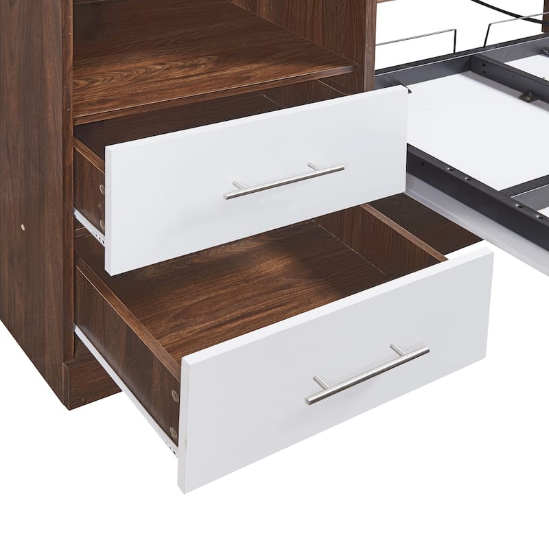 Twin Size Murphy Bed Wall Bed with Cabinet