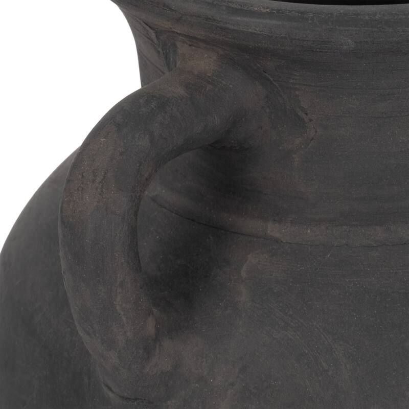 Handcrafted Terracotta Pottery Vase with Amphora Shape and Handles
