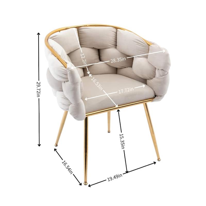 Velvet Accent Chair With Gold Legs Leisure Velvet Single Sofa Chair, Knitting Process, Household Dresser Stool