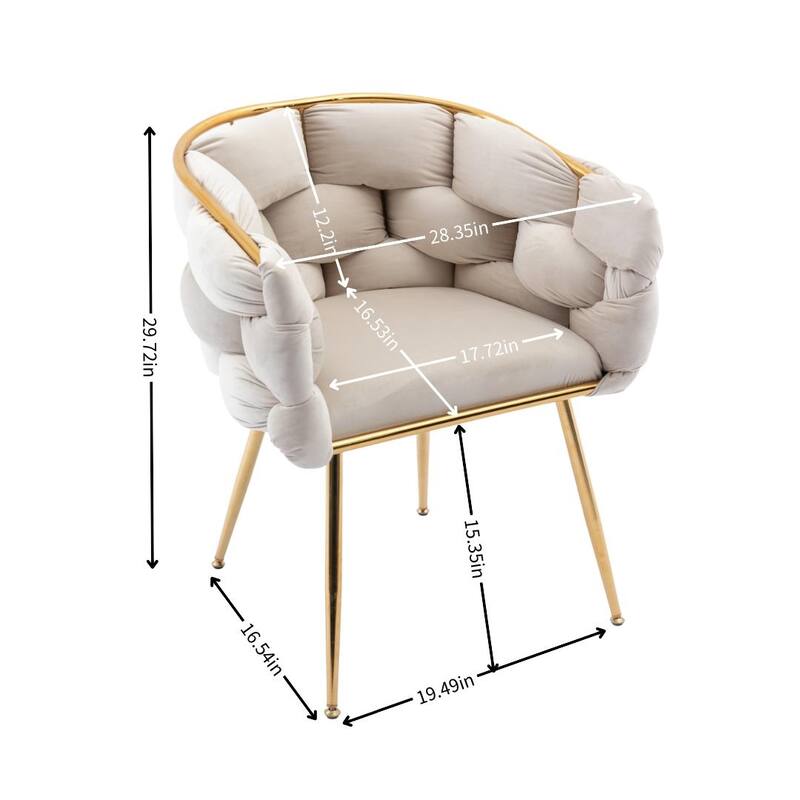 Velvet Dressing Chair Club Chair Side Chair Beige Single Sofa Chair