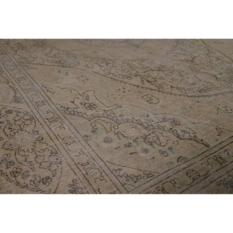 Vintage Distressed Tabriz Persian Area Rug Hand-Knotted Wool Carpet - 7'4" x 10'7"