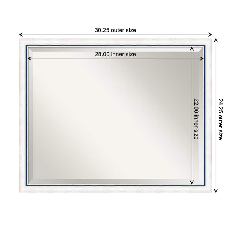 Morgan Beveled Wood Framed Bathroom Vanity Wall Mirror - Morgan White Blue - Glass Size 28x22