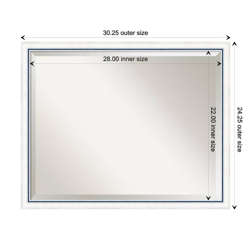 Morgan Beveled Wood Framed Wall Mirror - Morgan White Blue - Glass Size 28x22
