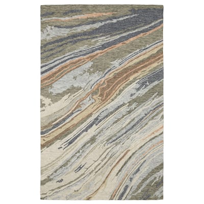 Style Haven Kitt Handmade Wool Abstract Layers Grey/ Blue Area Rug