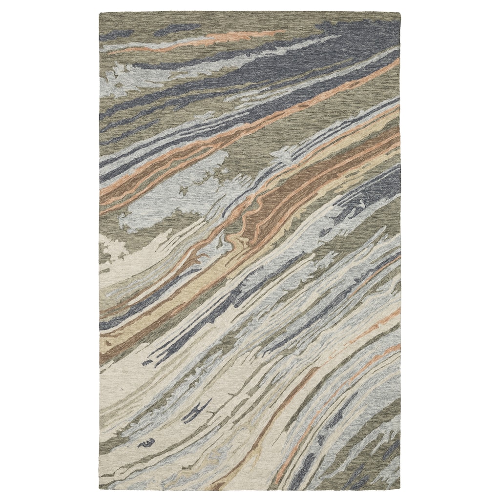Style Haven Kitt Handmade Wool Abstract Layers Grey/ Blue Area Rug
